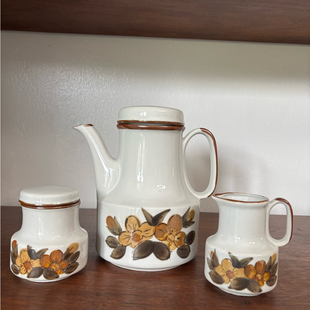 Vintagee Handgemalt stoneware pottery teapot set